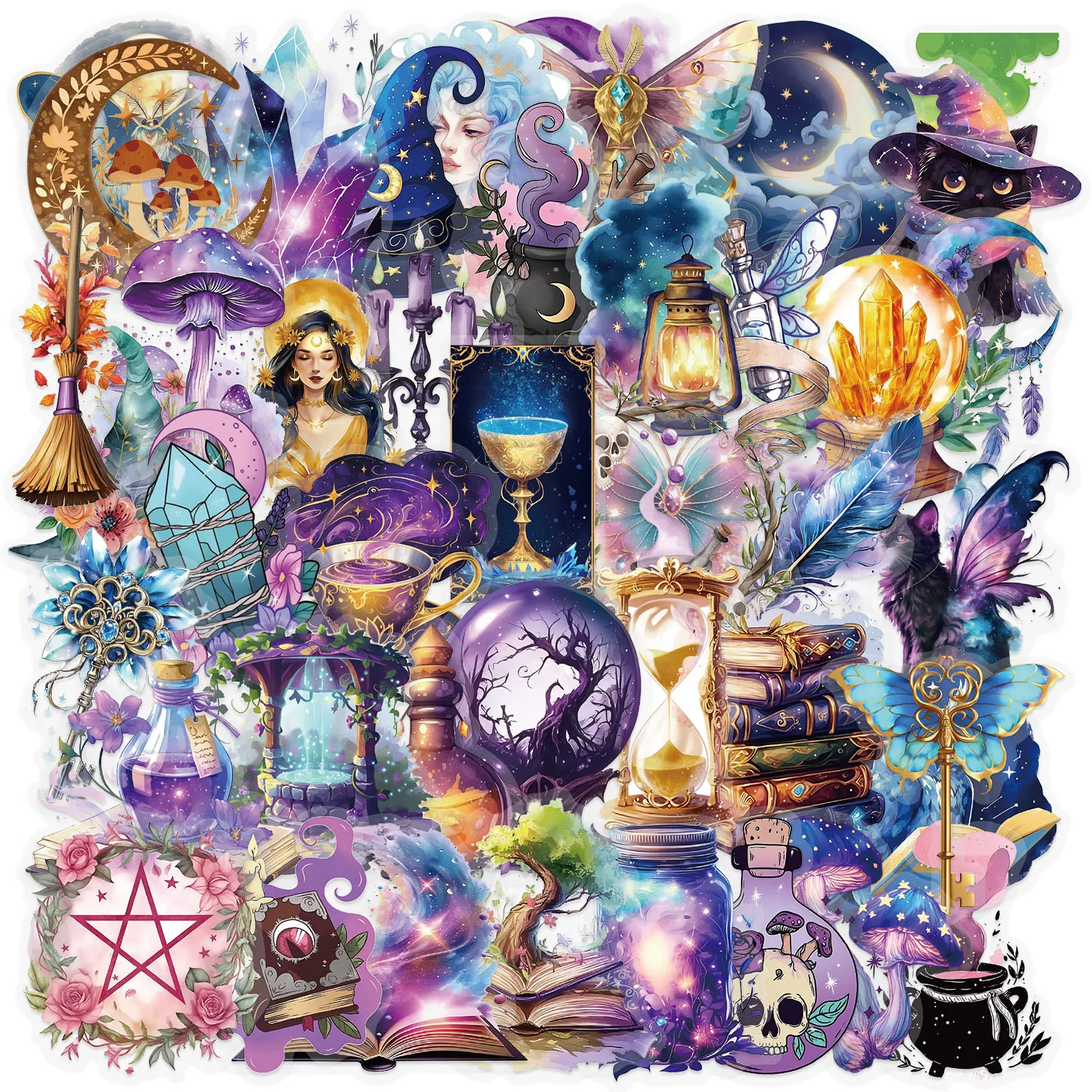 50PCS Fun Cartoon Magic Academy Graffiti Stickers Scrapbooking Collage Material Phone Cases Guitar Notebooks DIY Decorative