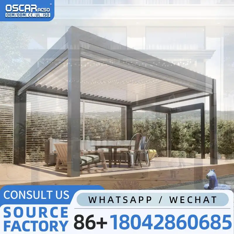 4x3 3x4 Motorized Electric Aluminium Outdoor Sides Roof Luxury Pergola for Garden Patio Balcony in US and UK pergola