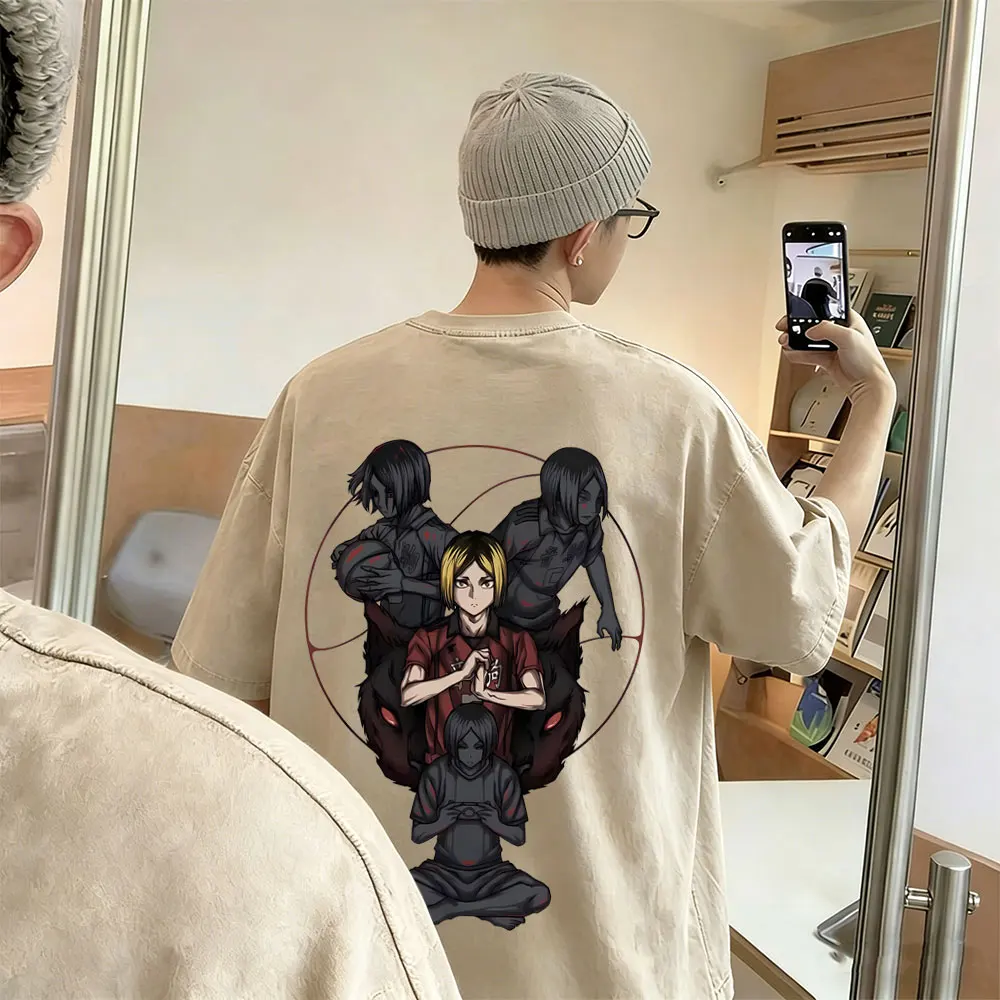 

Washed Vintage Anime Haikyuu Kozume Kenma Merch T-shirt Men Manga Oversized T Shirts Men's Summer Casual Short Sleeve T-shirts