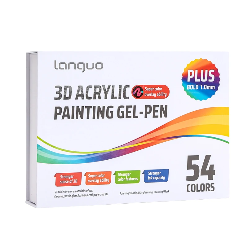 Languo Driedimensionaal Effect Acryl Schilderen Gel Pennen Set 1.0mm Tip Kawaii Briefpapier Student Kleur Tekening Pen Art levert - afbeelding 2