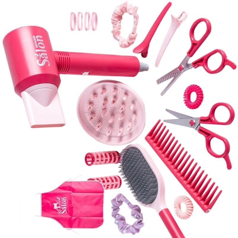 Creative 36 Pieces/Set Beauty Salon Hair Styling Set for Little Girl with Apron Hairclip Interactive Pretend Plate Plate Toy