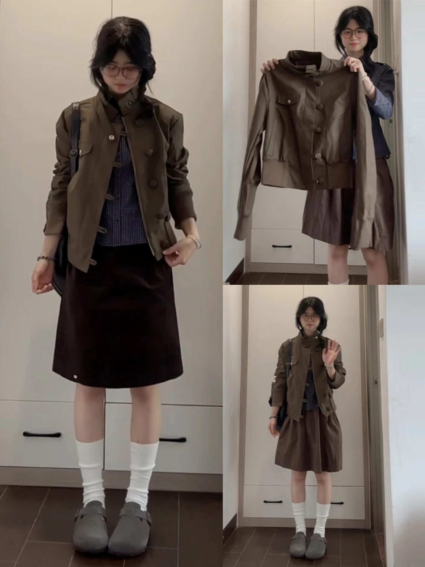 

Мотоциклетная куртка с воротником-стойкой в стиле ретро, женская тонкая и корейская осенняя верхняя одежда, модная верхняя одежда, женское пальто