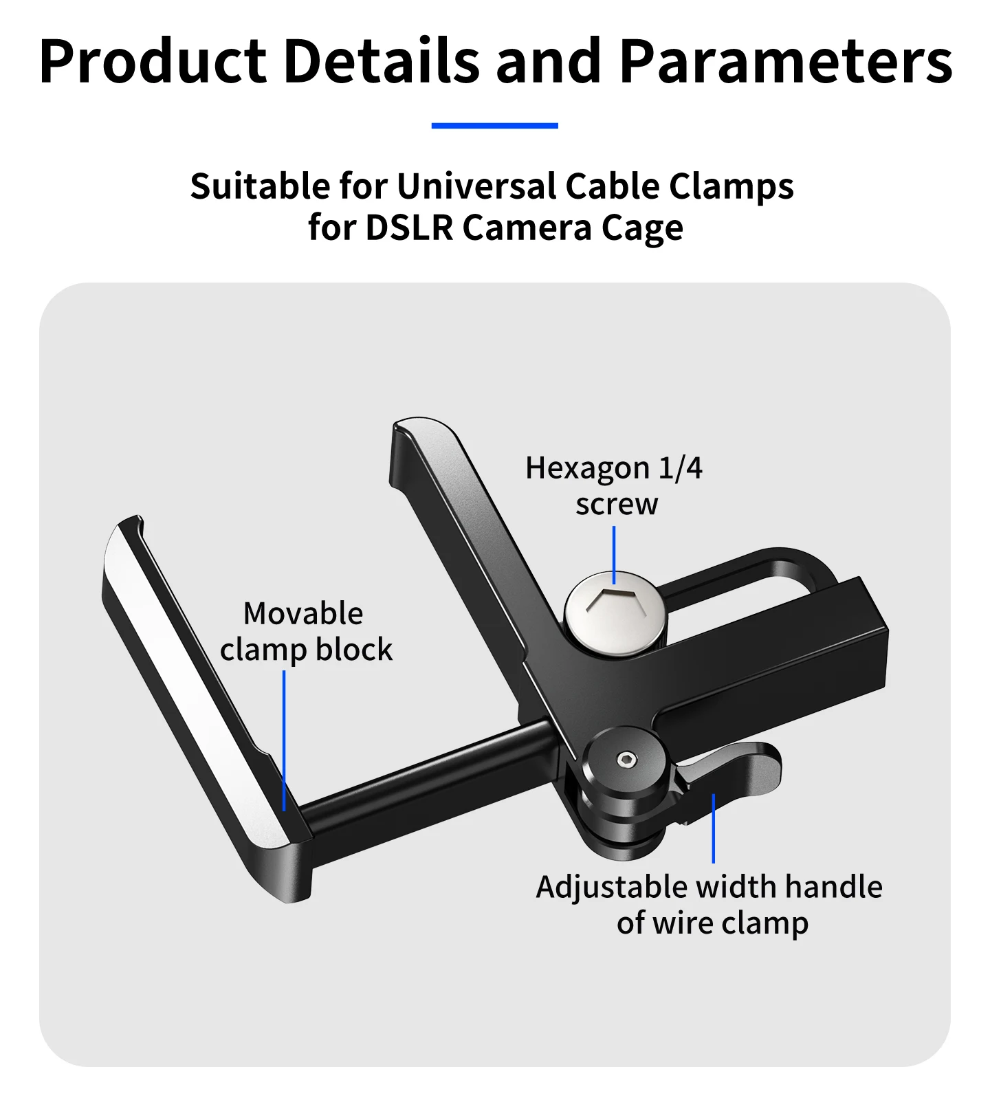 1/4“ Schloss Kamera HDMI-kompatible Kabelklemme DSLR Drahtclip Universal für Sony Canon Video Monitor Käfig Fotografie Rig L Platte – Detail 6