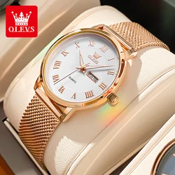 OLEVS 2920 Women's Watch Top Quality Stainless Steel Waterproof Double Calendar Quartz Watch Classic Fashion Luxury Women Watch