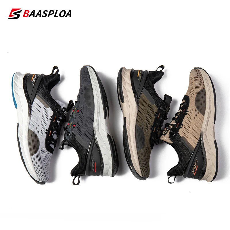 Baasploa 2023 New Men Fashion Sneakers Breathable Casual Running Shoes Anti-Slip Shock-Absorbing Knit Walking Shoes