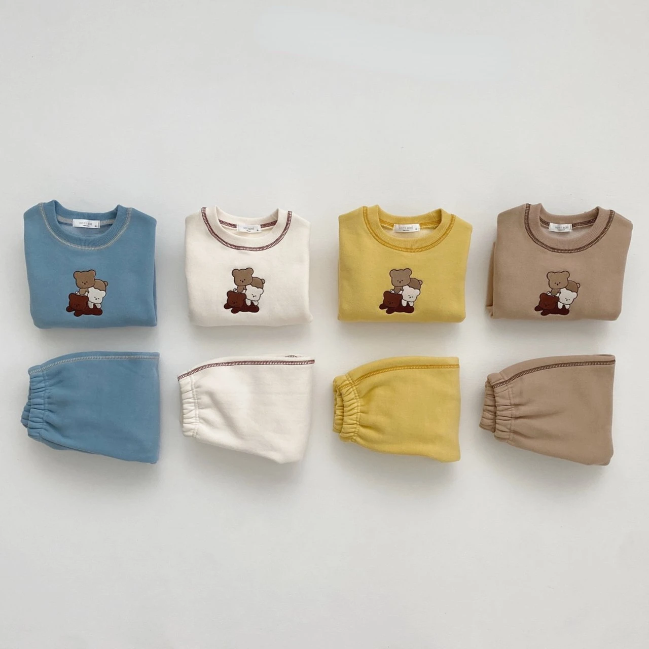 2023 Autumn Newborn Toddler Girls Boys Full Sleeve Bear Top sweatshirt+pants Infant Kids 95% Cotton Clothing Set 2pcs 0-3Y