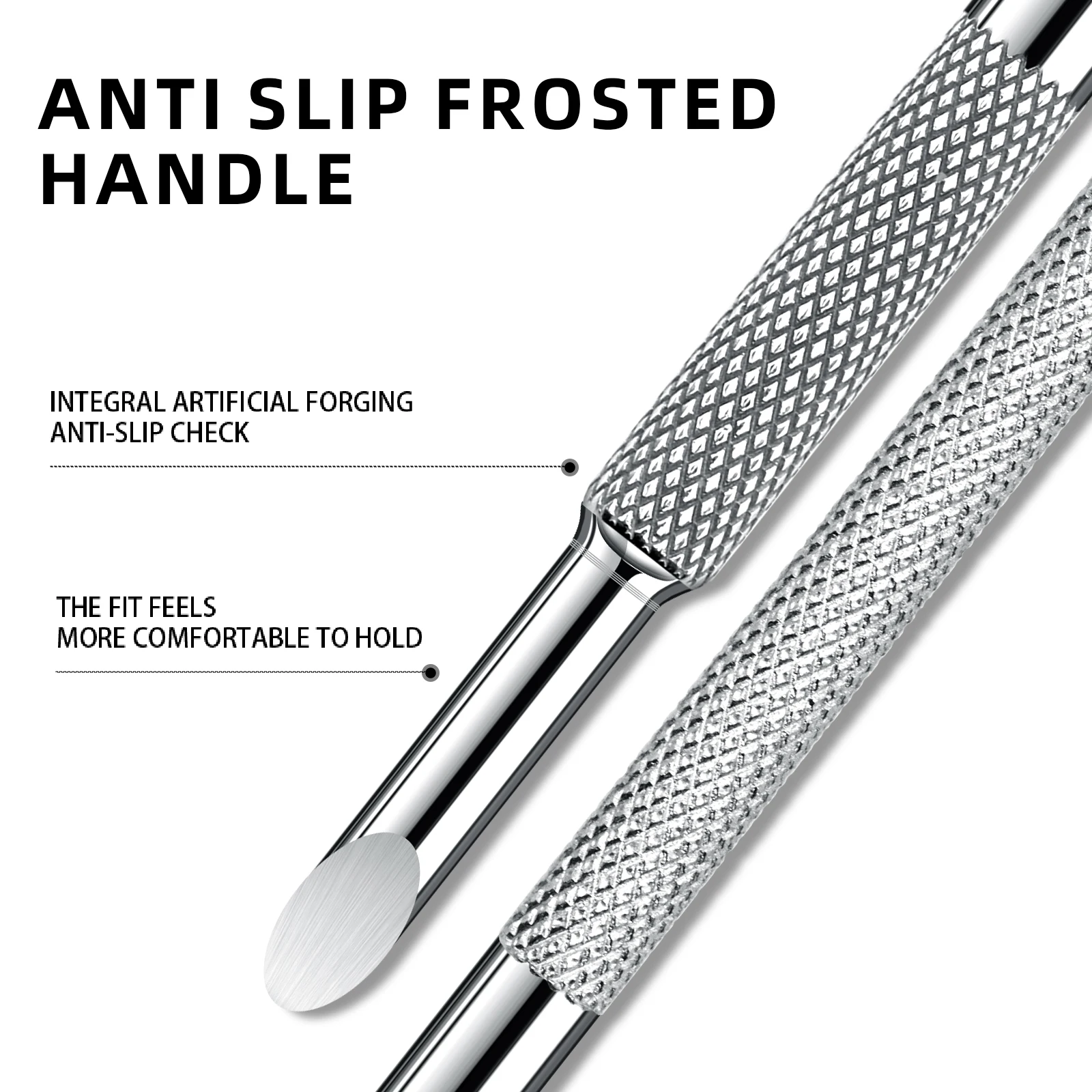 양면 원형 경 사진 헤드 큐티클 푸셔 리무버 스테인레스 스틸 손톱 파일 매니큐어 스틱 도구 네일 아트 도구 하이 엔드