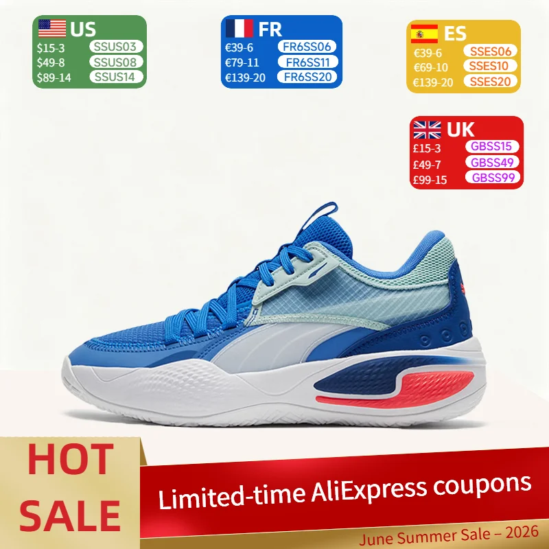 

PUMA Court Rider 1.0 Low-Top Basketball Shoes with Shock Absorption, Slip-Resistant, and Durable Soles (Unisex) - Blue 195634-05