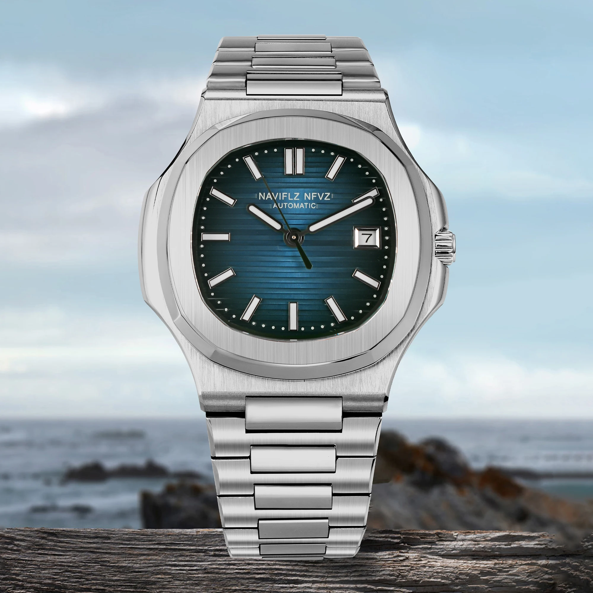 

Мужские наручные часы NAVIFLZ NFVZ 2025: Роскошные, повседневные, серебристые, из нержавеющей стали, с календарем, автоматические, механические, классические, от ведущего бренда