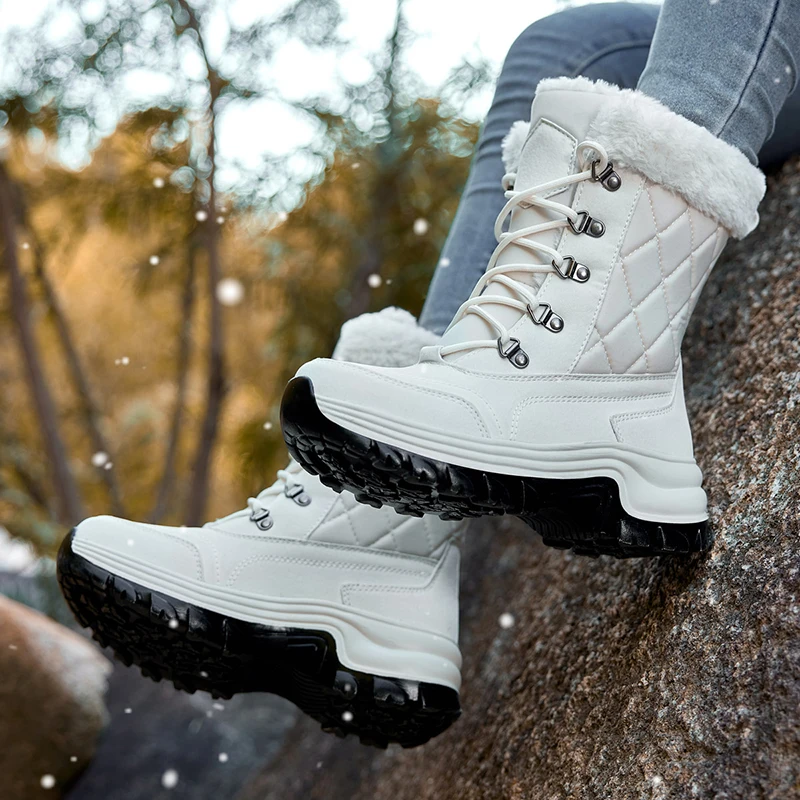 Women Shoes Winter Boots Waterproof Snow Boots Mid-Calf Plush Warm Boots Female Platform Outdoor Comfortable Booties for Women