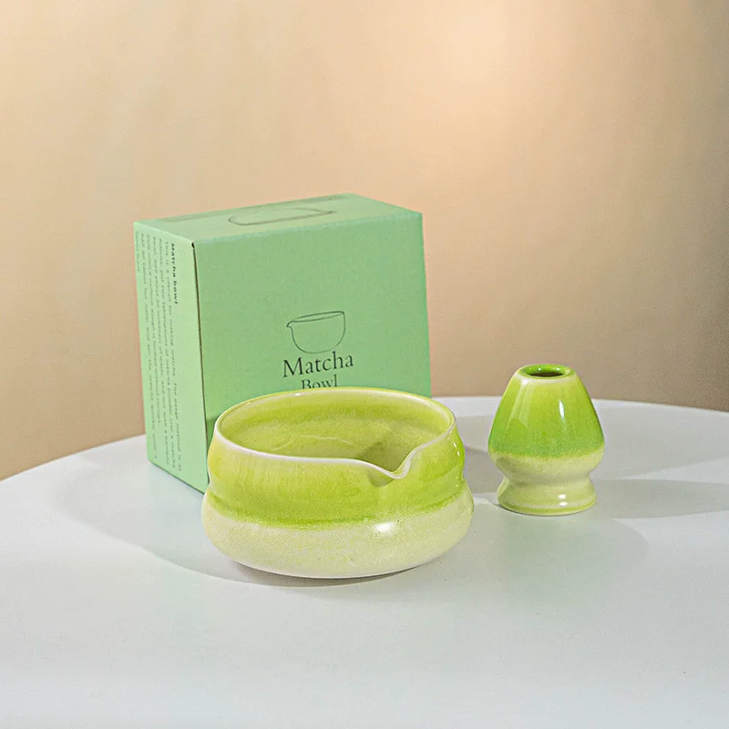 Tigela de cerâmica matcha, suporte para chá verde matcha, tigela de bambu, batedor, moedor, escovas, suporte de ferramentas de chá, cor gradiente