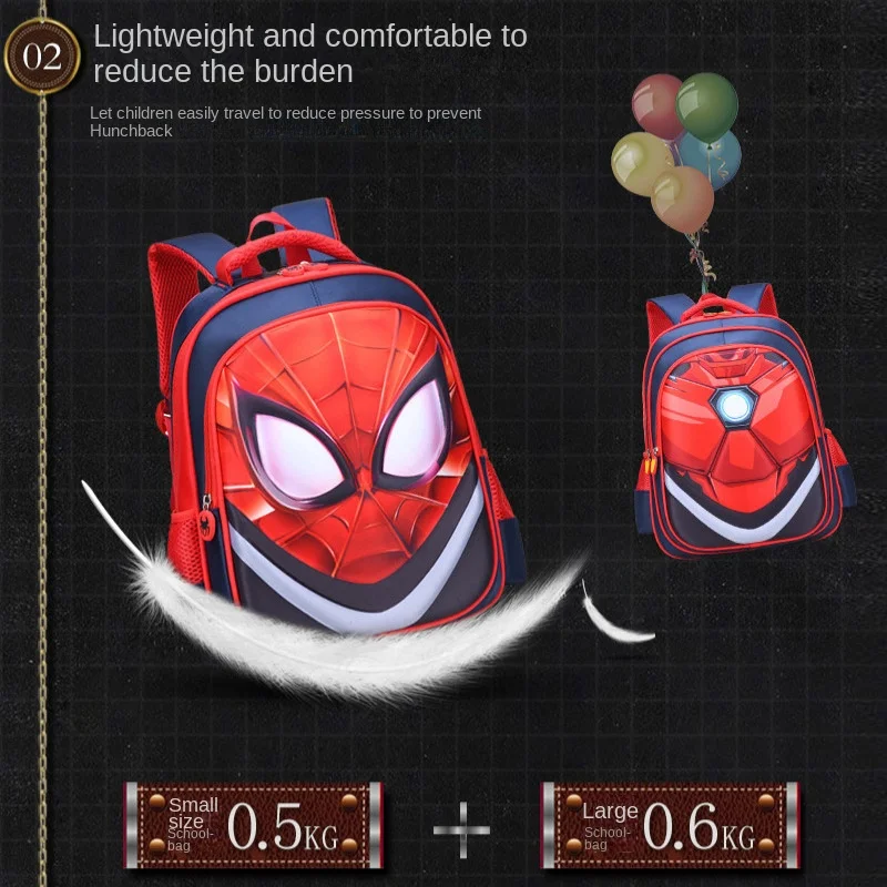 Disney Marvel Boy School Bag Grade 1-6 Primary Student Shoulder Orthopedic Backpack Spider Man Captain America Kids Gift Mochila