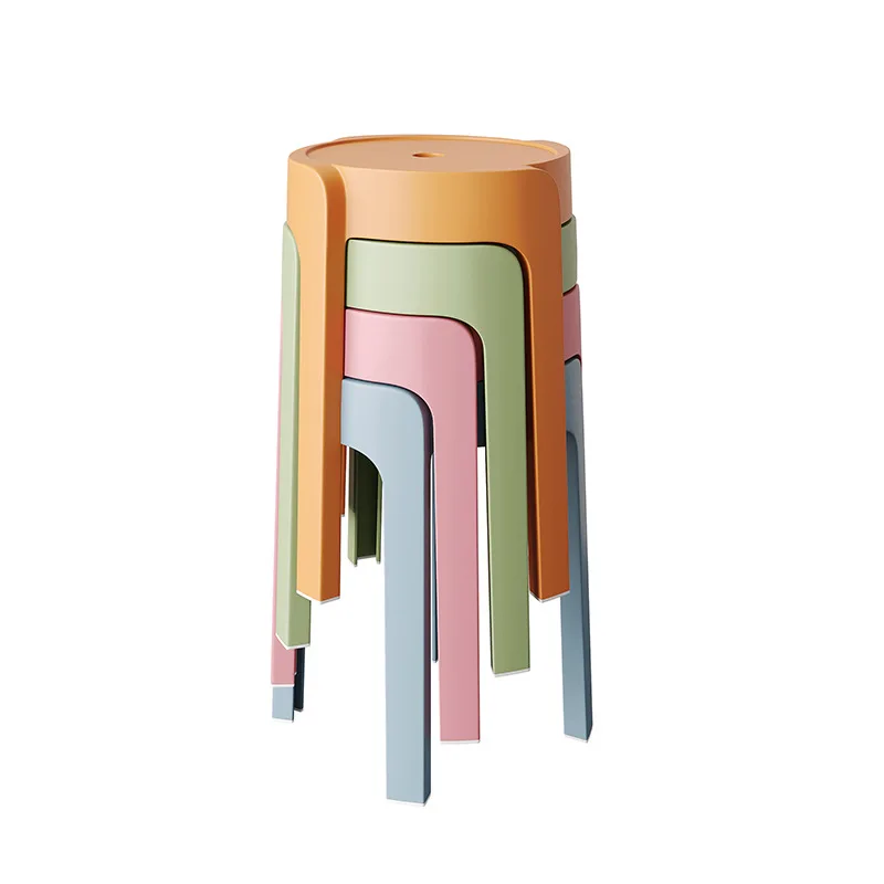 Tabouret rond empilable en plastique nordique, table à manger, moulin à vent simple et épais, chaise domestique