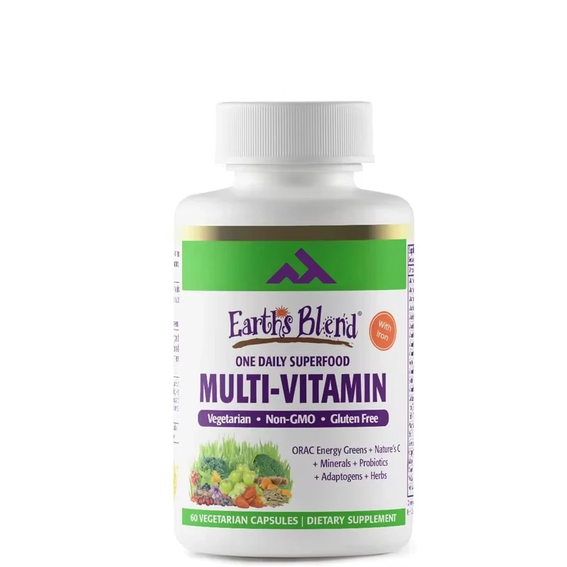 

Earth's Blend, 48 Organic Superfoods, Probiotics, Vitamins A, B12, C, D, K2, Daily Iron Rich Superfood Multivitamins