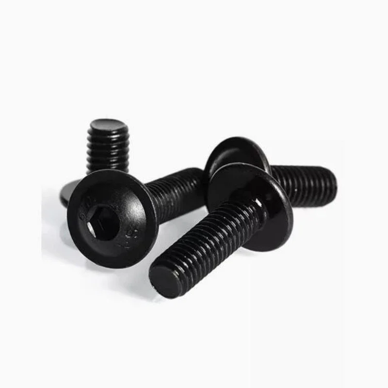 10/20/50pcs Grade 10.9 Black Hex Hexagon Socket Round Button Flange Head with Washer Collar Screw Bolt M4 M5 M6 M8 M10