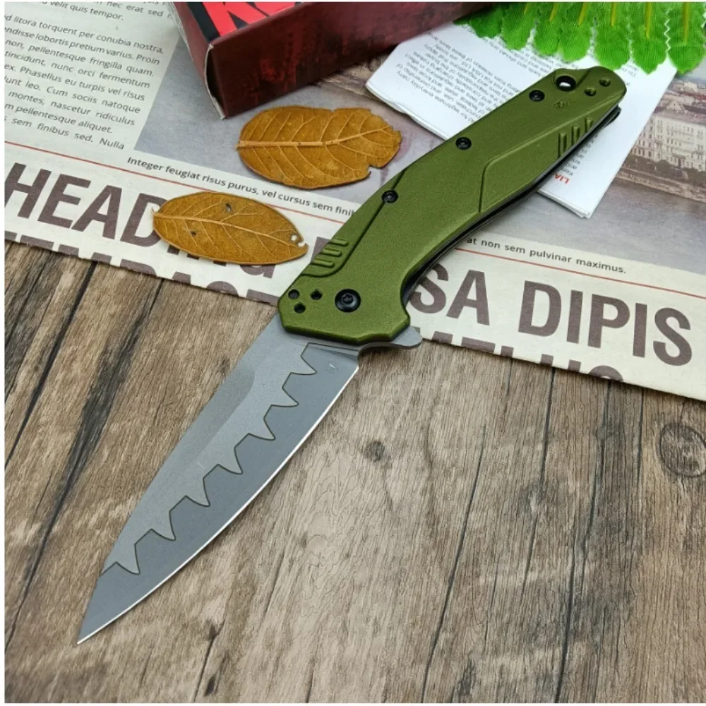

KS 1812 Dividend Folding Pocket Knife Aluminum Handle Olive 3 Inch Alloy Steel Blade Hunting EDC Tool Tactical Camp Knife
