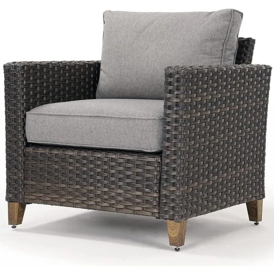 Outdoor Furniture, Patio Wicker Sectional Sofa Modular Furniture Set Single Sofa Chair with Thick Cushions for Deck Porch Poolsi