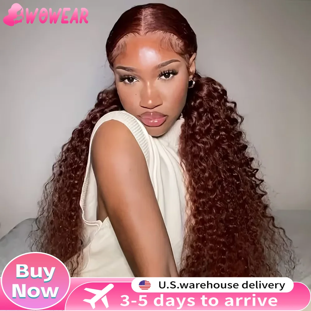 

36-дюймовый шоколадно-коричневый вьющийся парик 13X6 на шнуровке Цветной парик из 100% человеческих волос Предварительно выщипанный парик из бразильских человеческих волос с глубокими волнами