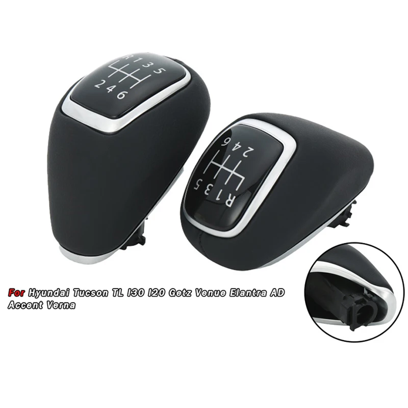 

6-Speed Leather Gear Shift Knob for Hyundai i30 Elantra - Car Transmission Shifter Handle, Durable Auto Interior Accessories