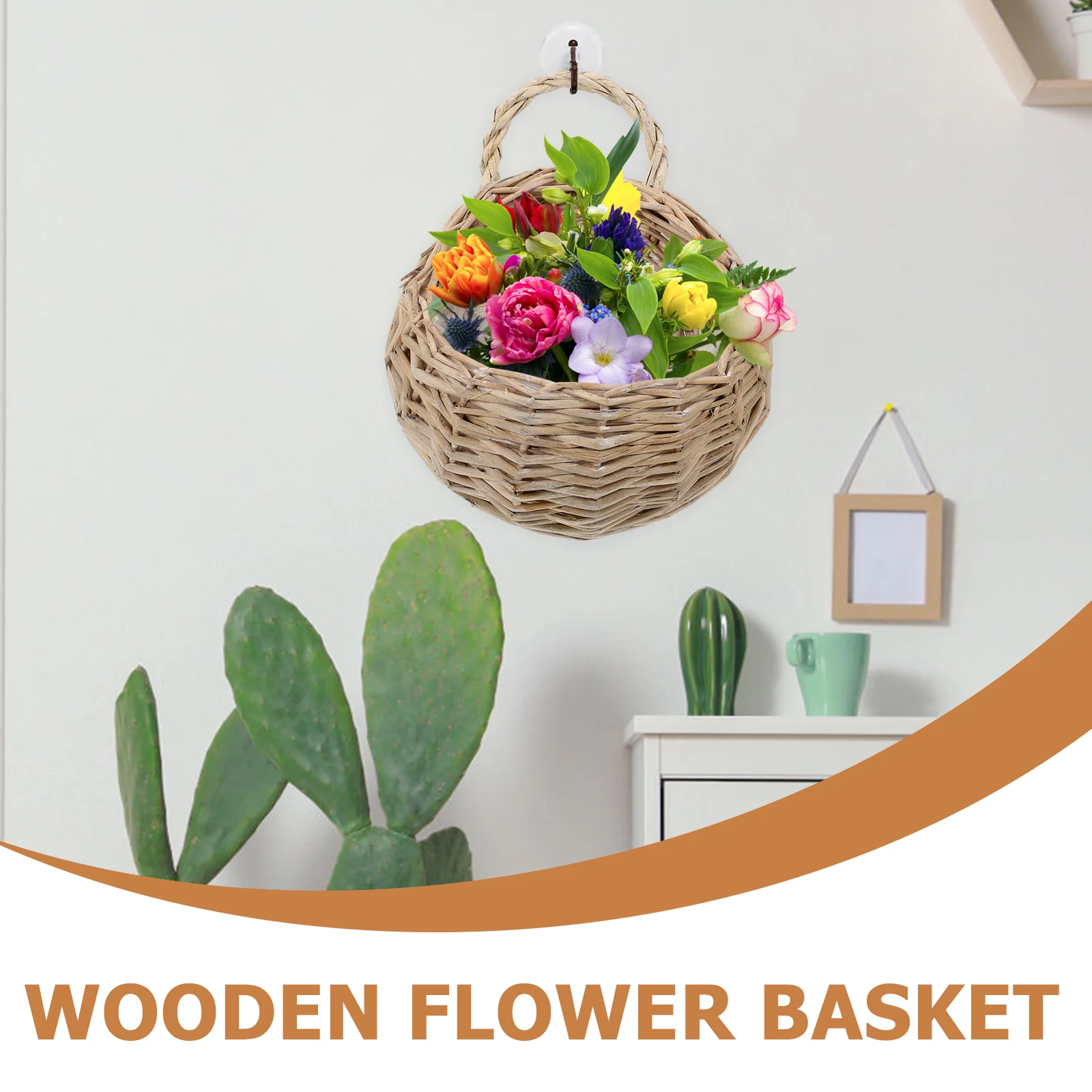 2 Pcs Flower Pot Wall Hanging Rattan Basket Kitchen Sundries Storage Decorate Holder Planter