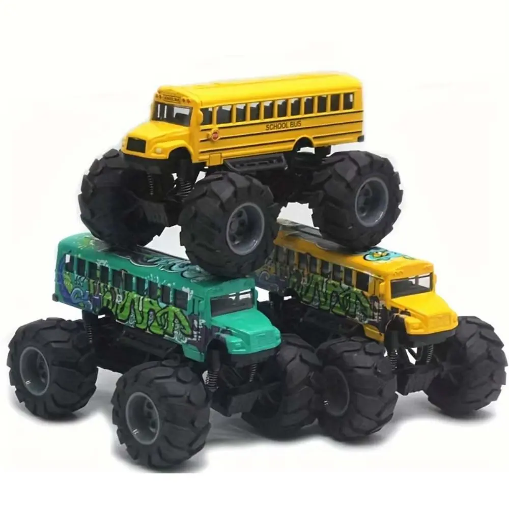 Escala 1:43 modelo de ônibus escolar simulação rodas grandes puxar para trás carro brinquedo inércia brinquedos educativos ônibus escolar veículos brinquedos crianças brinquedo