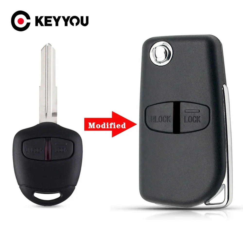 

KEYYOU 2/3BTN Original/Modified Flip Remote Car Key Shell Case For Mitsubishi ASX GRANDIS Outlander Pajero Evolution LANCER