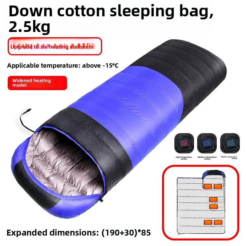 USB Heated Winter Camping Sleeping Bags Down Cotton Pads 3 Gear Ultralight Outdoor Camping Mattress Thermal Pad Heating Mat