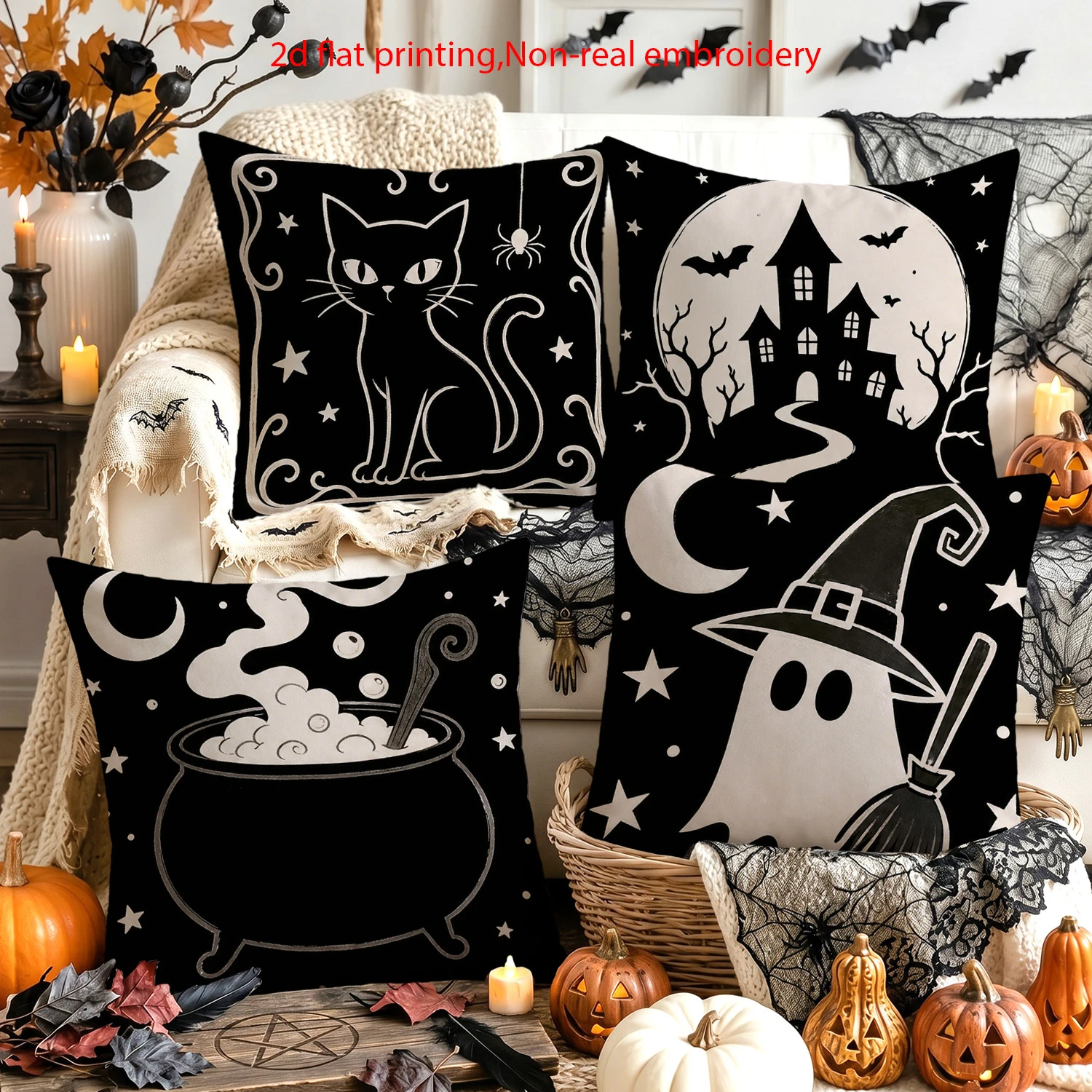 4PCS Fall Thanksgiving Throw Pillow Covers, Rustic Farmhouse Pumpkin Maple Leaf Autumn Cushion Cases for Home Decor
