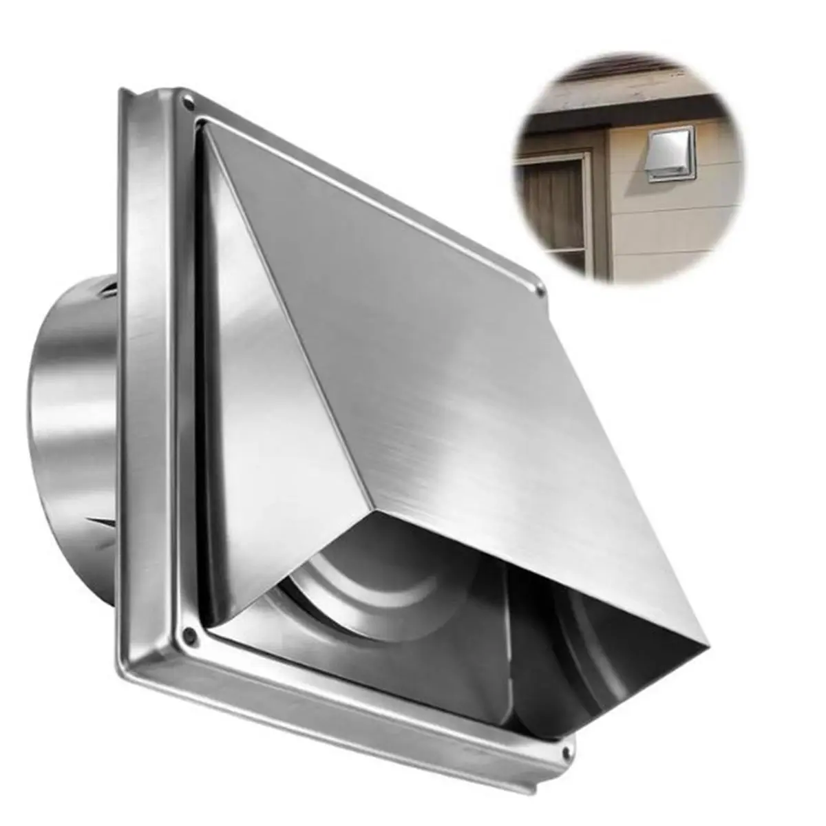 PHONE&GEAR 8 Inch Hooded Wall Vent with Screen and Damper for Exterior Kitchen Range Hood Dryer Ventilation, Outdoor Duct Vent-