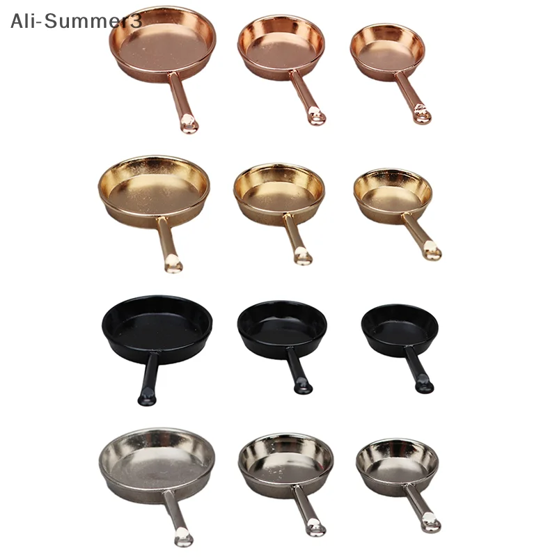 

1Set 1:12 Dollhouse Miniature Frying Pan Casserole Metal Cookware Kitchen Model Decor Toy Doll House Accessories