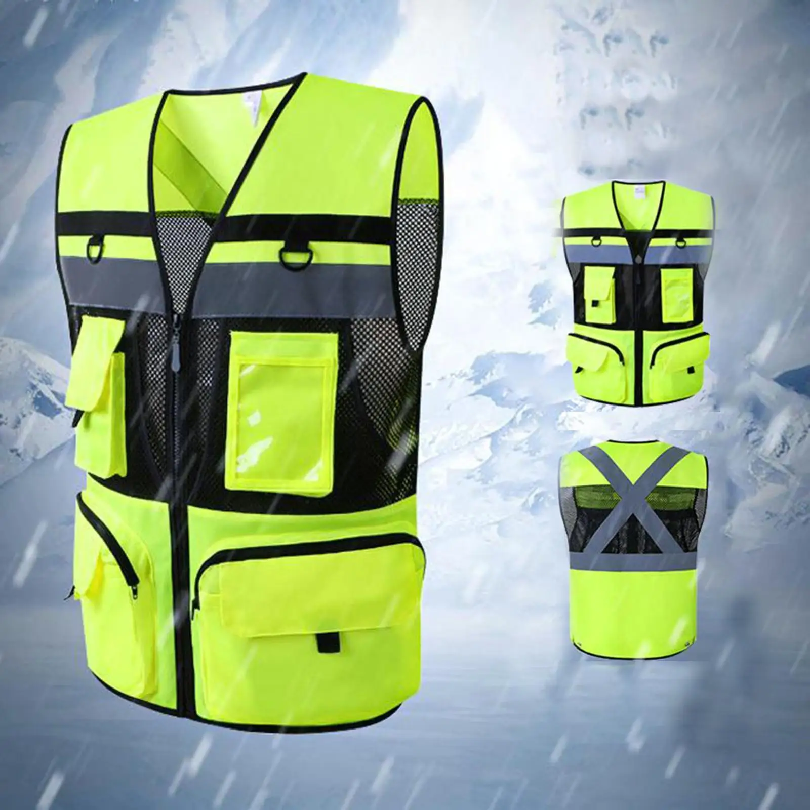 Reflective Vest with Pockets Comfortable for Parking Attendants Yellow L