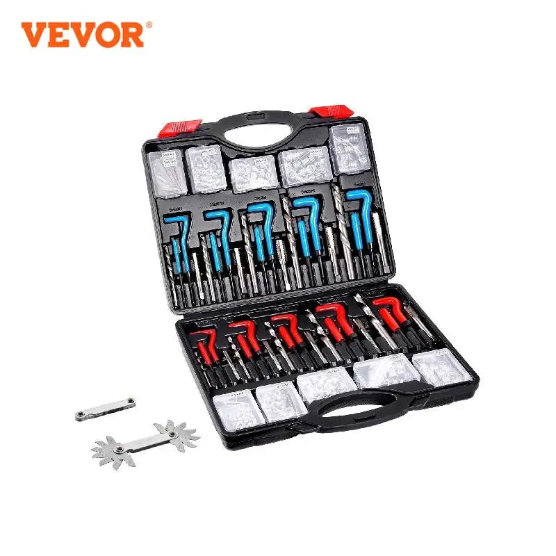 VEVOR Helicoil Thread Repair Kit SAE and Metric Rethreading Tool Kit HSS Drill Bits Thread Inserts Breakoff Installation Tools