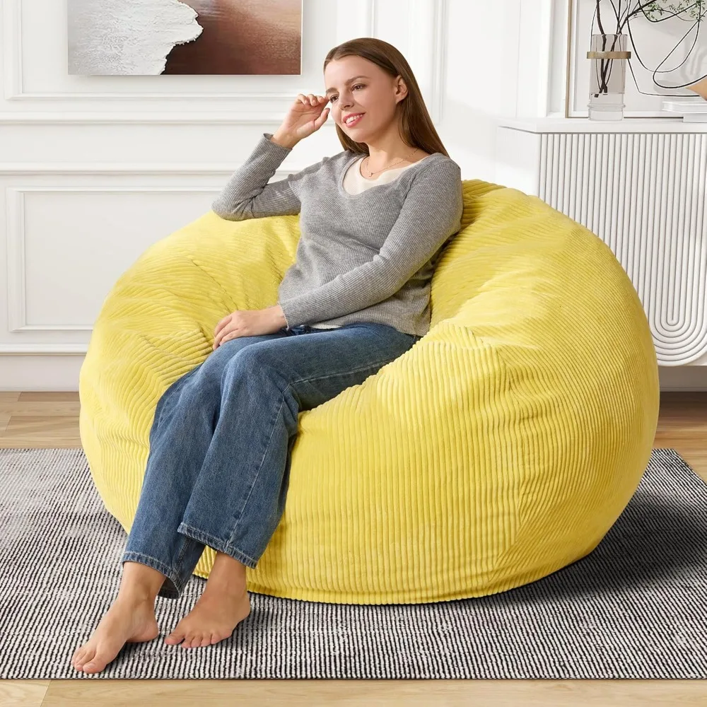 

for Adults Beanbag Chair with Memory Foam Filled Machine Washable Cover for Living Room, Bedroom (Large,Yellow)