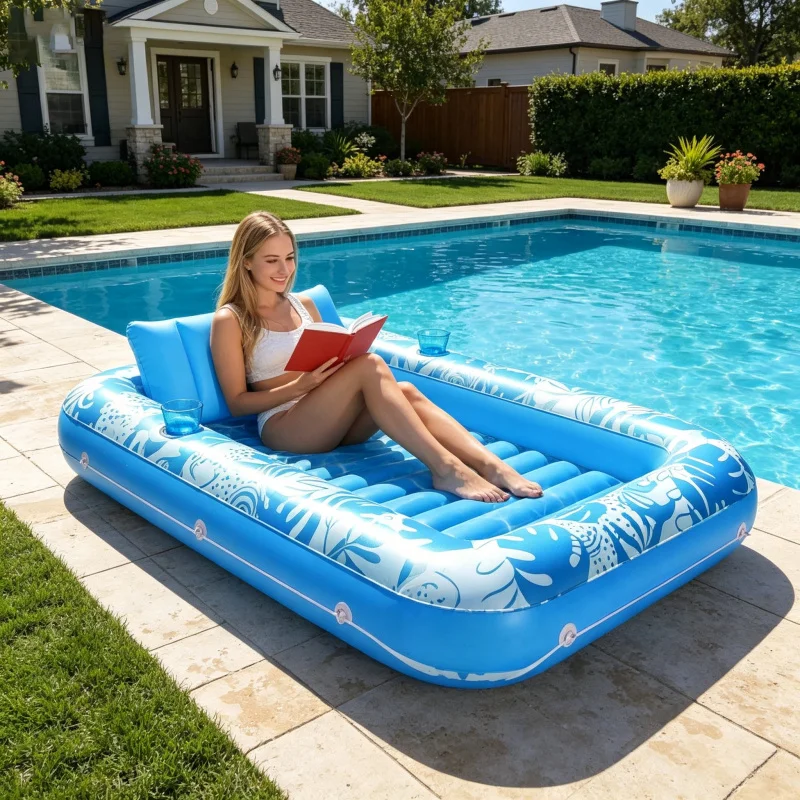 Blue Sun Pool Inflatable Tanning Pool Lounge Chair for Adults Large Size Inflatable Sun Bathing Tub Water Bed Pool Rest Pool In