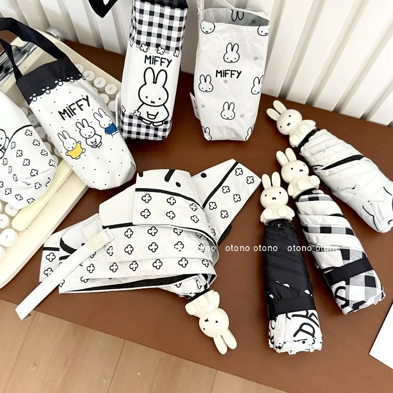 

Miffy Anime Peripheral Kawaii Rabbit Umbrella Portable Sun Protection Umbrella Cute Handle Can Be Used in All Weather Gift