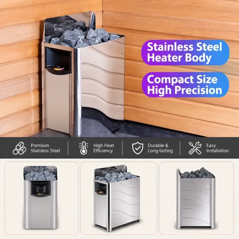 9KW Wall Mounted Sauna Heater Dry Stove Electric Indoor Home Spa Steam Bath Room Heating Unit Compact Design Fast Heat Up