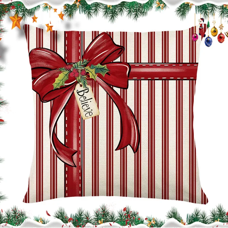 2025 Linen Christmas Cushion Cover Santa Claus Snowman Elk Merry Christmas Decor for Home Sofa Pillow Cover Ornaments Pillowcase image 4