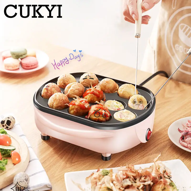 CUKYI Multifunctional Octopus Ball Maker Non-stick Omelette Hamgurger Making Machine Pancake Breakfast Making Children Snack DIY