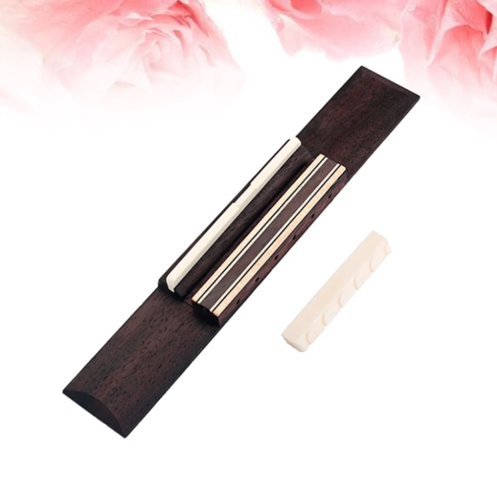 

Rosewood Guitar Bridge Saddle Nut Set Natural Cattle Bone Replacement Kit for Classic Folk Acoustic Guitar Saddle and Nut Kit