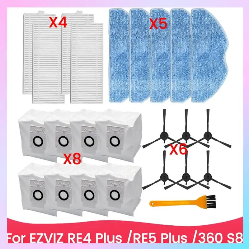 ABRG-для EZVIZ RE4 Plus/RE5 Plus для 360 S8, запасные части, боковая щетка, фильтр, швабра, тканевый мешок для пыли