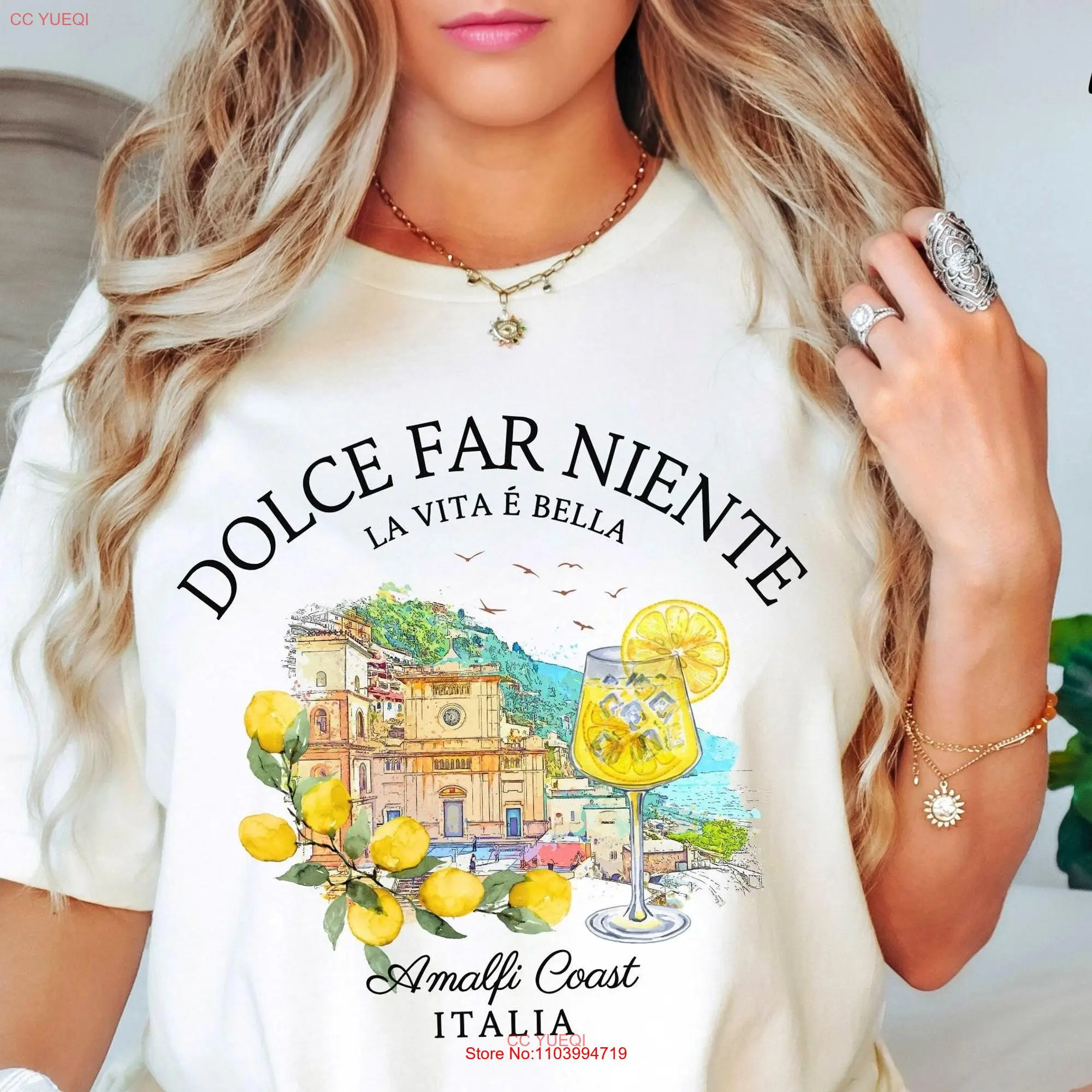 

Футболка с длинным или коротким рукавом для итальянского портрета Dolce Far Niente