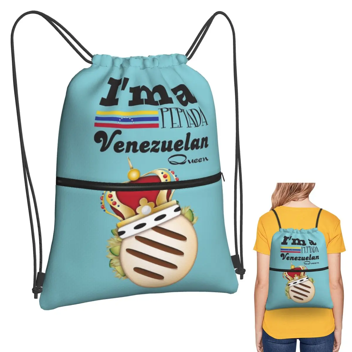 

Рюкзаки Arepa Venezuela Im A Pepiada Venezuelan Queen, карманные спортивные сумки на шнурке, сумки для книг для путешествий, студентов