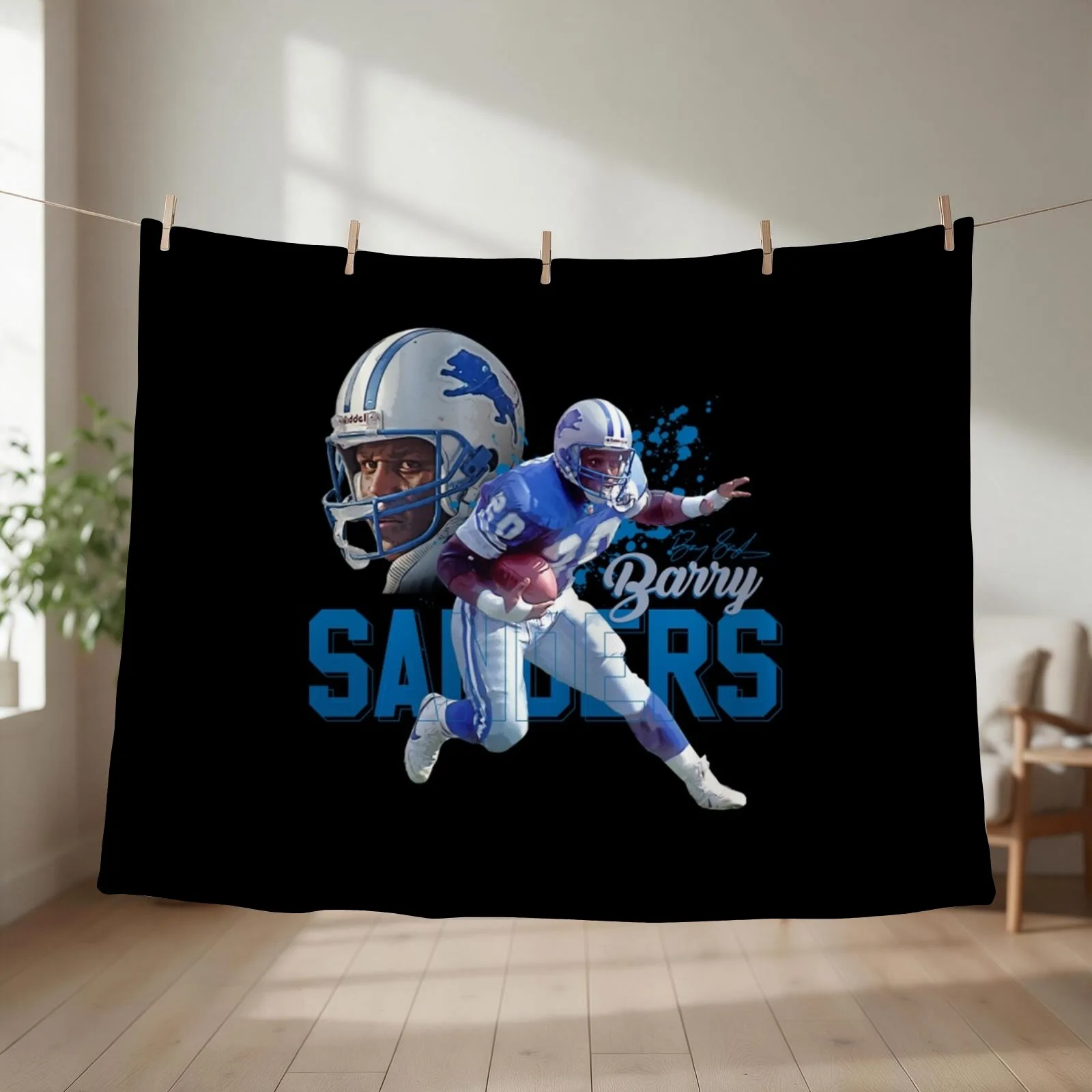 Barry Sanders Throw Blanket couch cozy soft plush fuzzy picnic outdoor blanket