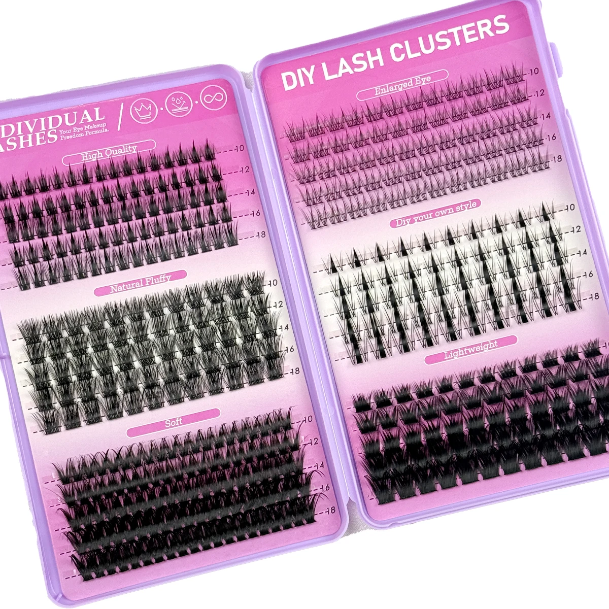 Neue 32-reihige 512-Cluster-Mix-Wimpern, natürlicher Manga-Look, DIY-Wimpernverlängerung, wiederverwendbare natürliche Wimpern – Detail 21