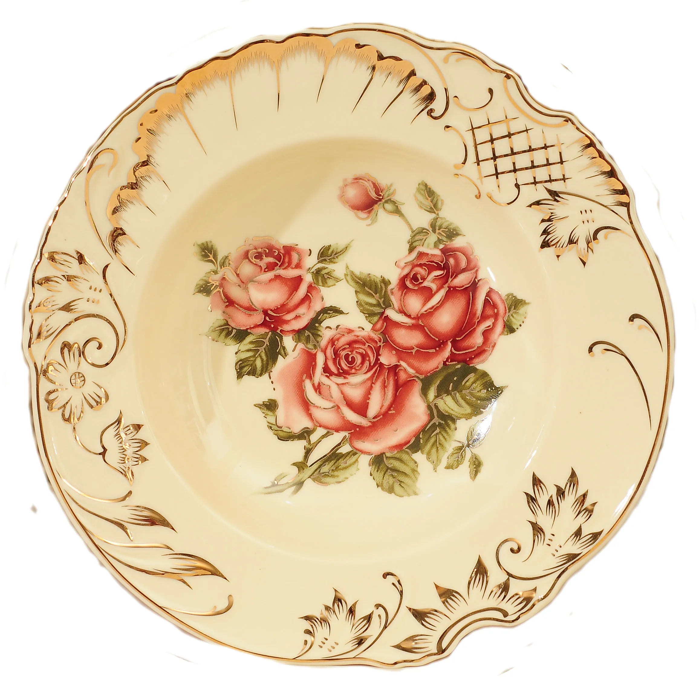 European style ceramic tableware gold-plated edge household ceramic painted gold plate vegetable plate dessert plate fruit plate