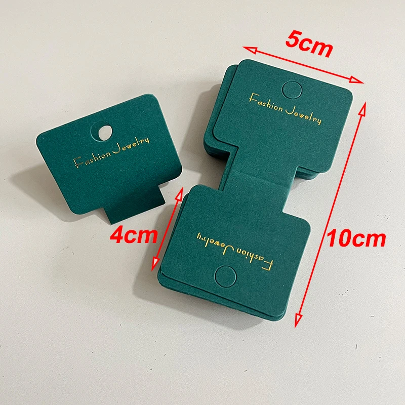 50 pz 10*5 cm Verde Pieghevole Carta Kraft Carte Da Imballaggio Gioielli FAI DA TE Espositori Titolari Collana Fatta A Mano Braccialetto Cartellini Dei Prezzi Al Dettaglio