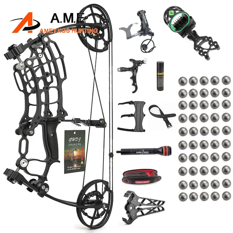 

30-60lbs Compound Bow Shooting Steel Ball 420fps Dual Purpose Bow Archery Arrow 80% Let off for Right Hand Car Hunting Bow