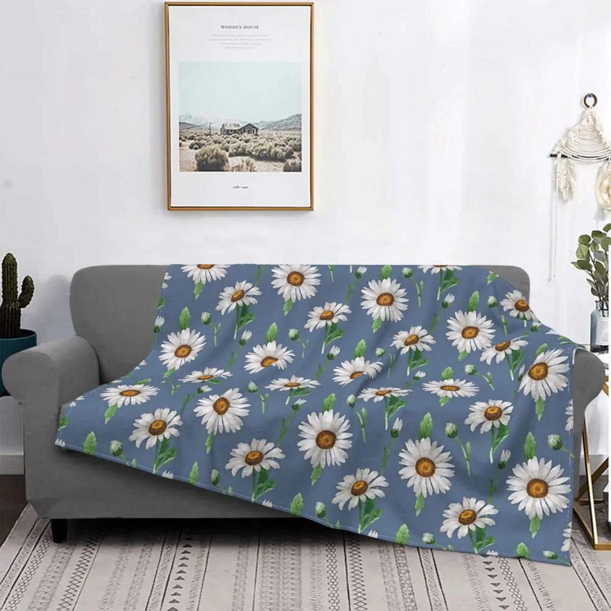 Daisies Blanket Boho Flower Fleece Plush Autumn/Winter Breathable Lightweight Thin Throw Blankets For bed Bedspread