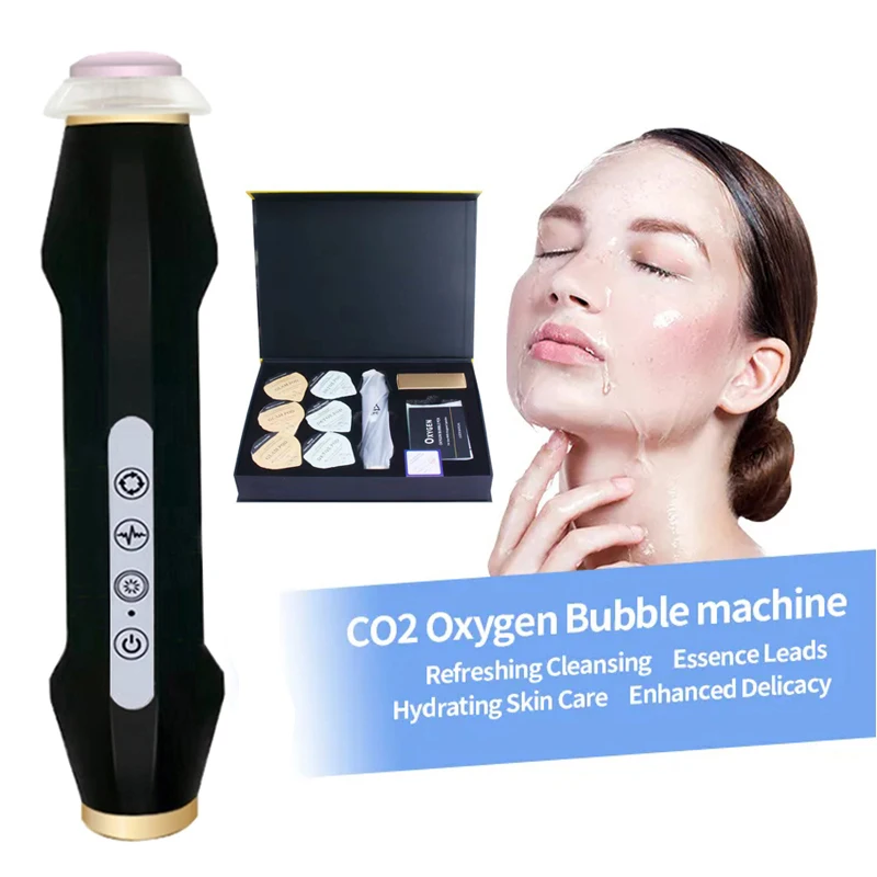 2024 Latest Box Set CO2 Bubble Oxygenation Capsules Pods Rechargeable Oxygen Skin Tightening Facial Machine With Pods And Gels