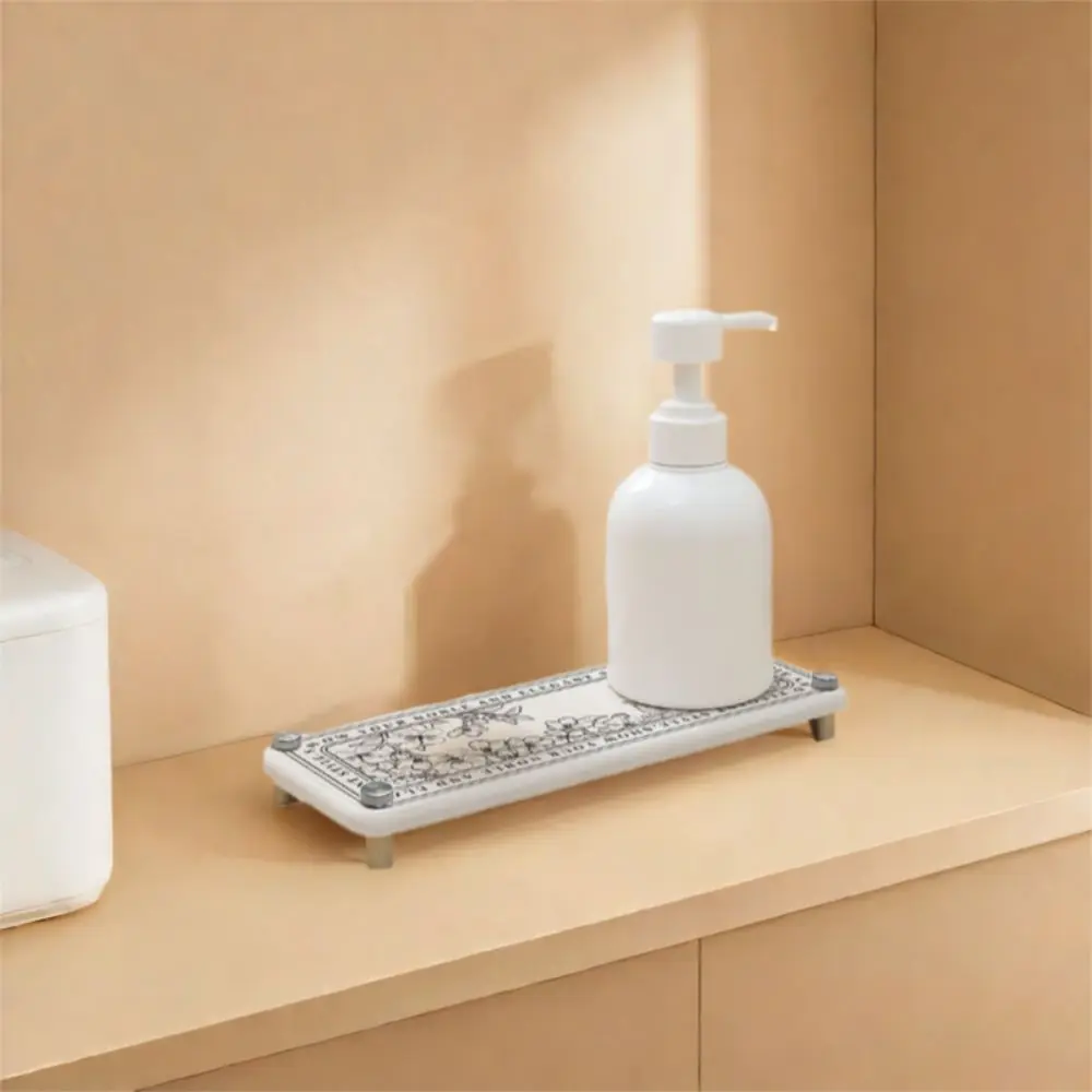 

Поднос для ванной комнаты в скандинавском стиле с цветочным узором, водопоглощающая полка для хранения в ванной комнате, противоскользящий поднос для хранения косметики из диатомовой грязи